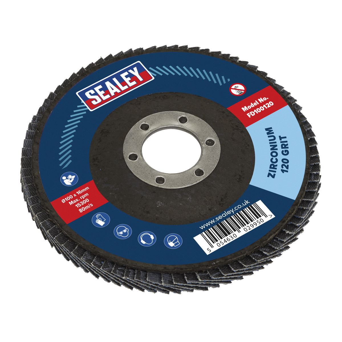 Sealey Flap Disc Zirconium Ø100mm Ø16mm Bore 120Grit
