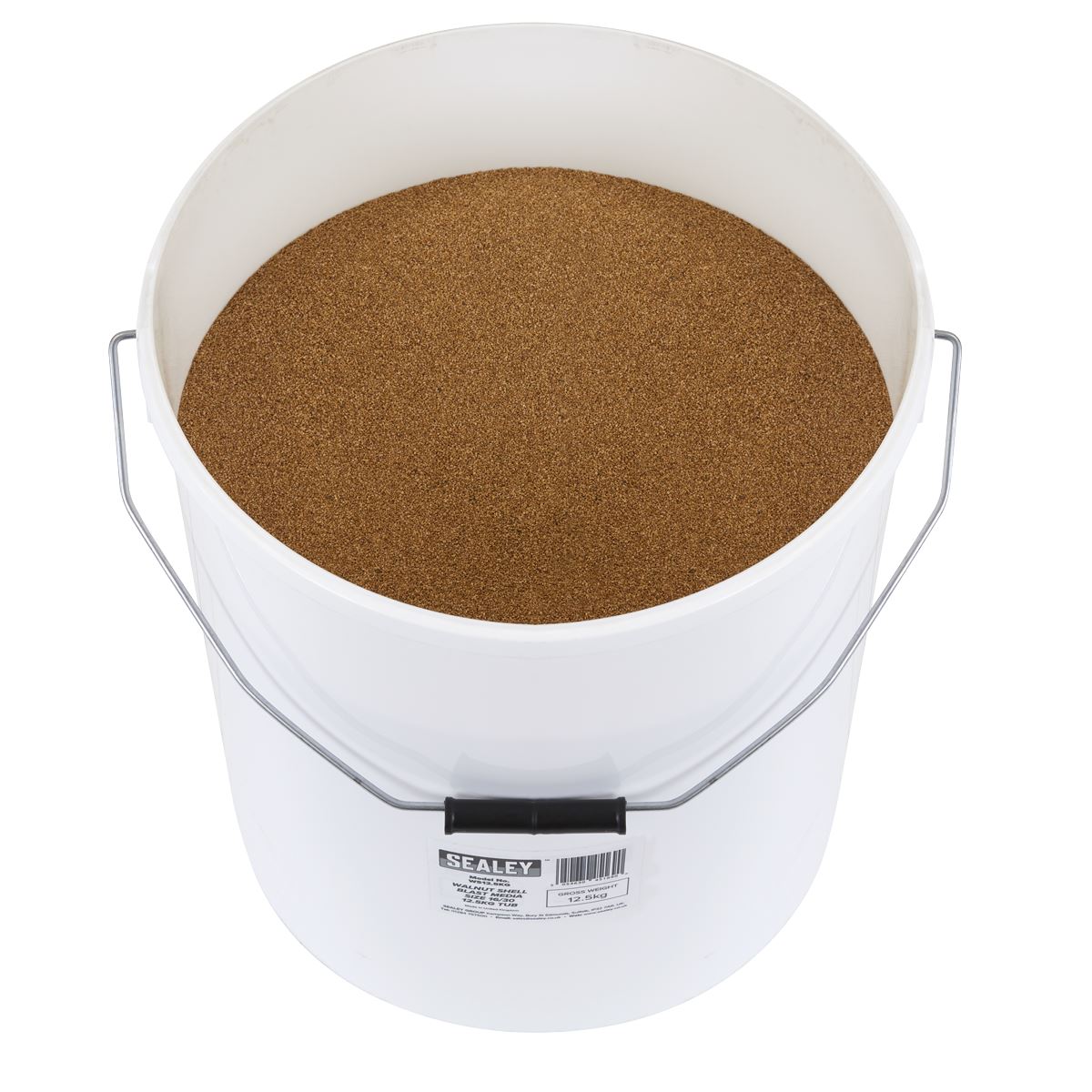 Sealey Walnut Shell Blast Media - Size 16/30 - 12.5kg Tub  White Rose Tools