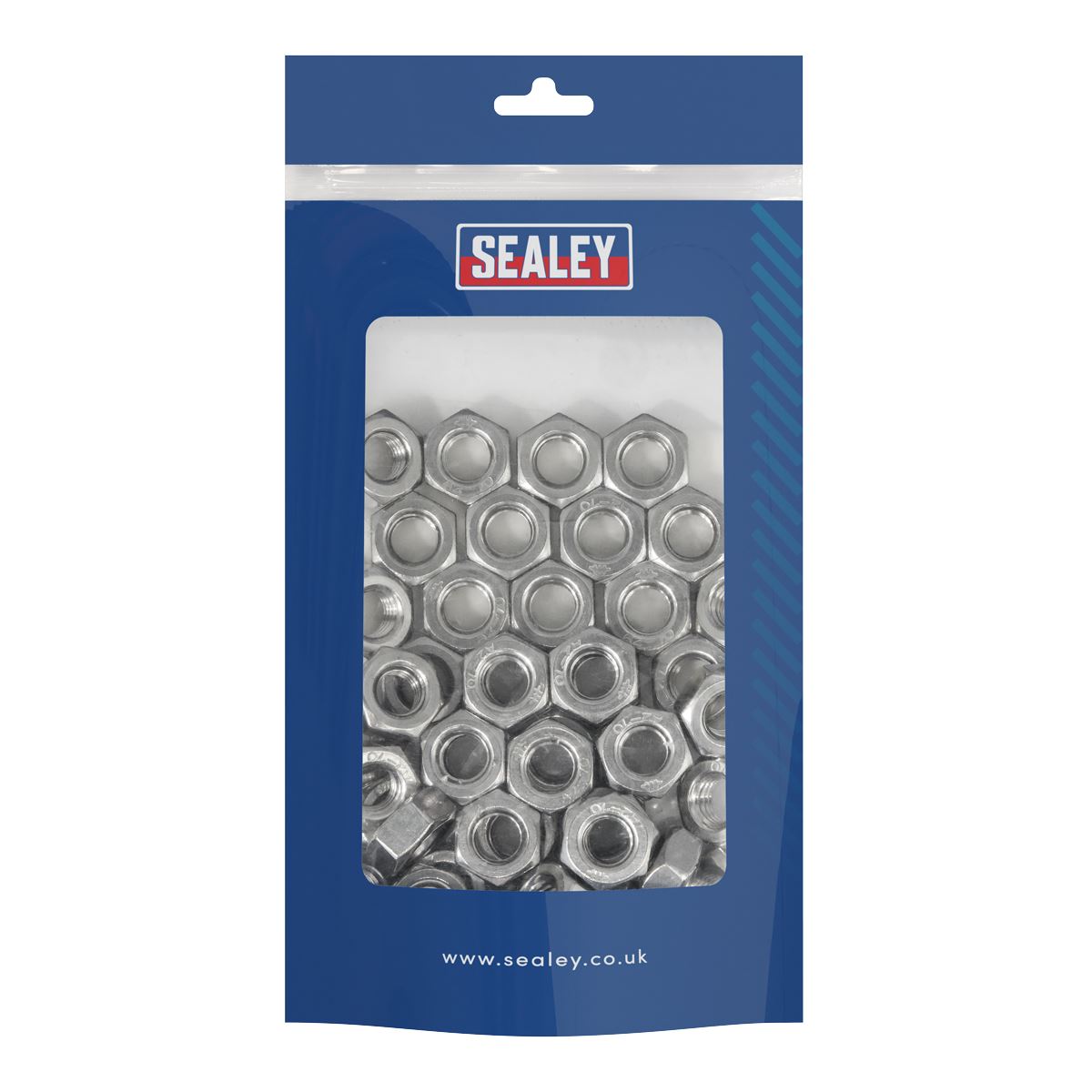 Sealey Stainless Steel Nut DIN 934 - M10 A2 - Pack of 50  White Rose Tools