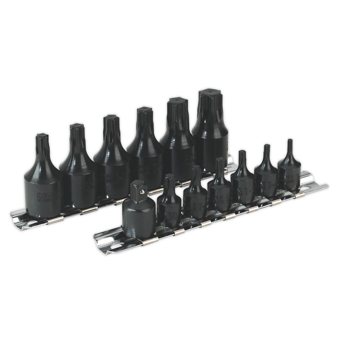 Sealey 13 Piece 1/4" & 3/8" Drive Trx-Star Socket Set T10-T60 One Piece Rail 