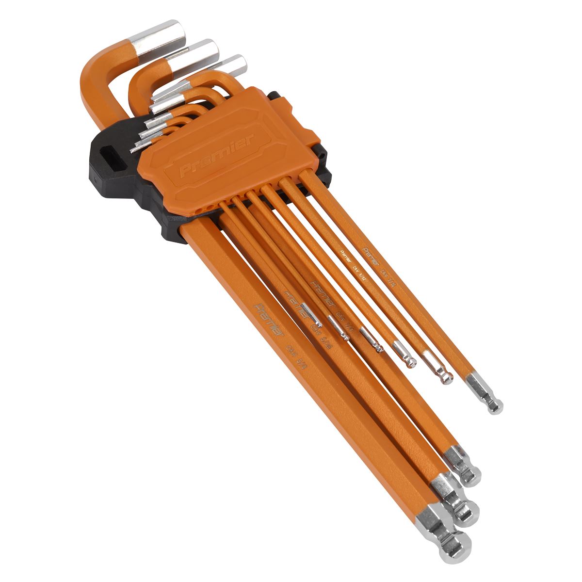 Sealey Premier Hex Key Set Extra-Long Ball-End 9pc - Imperial