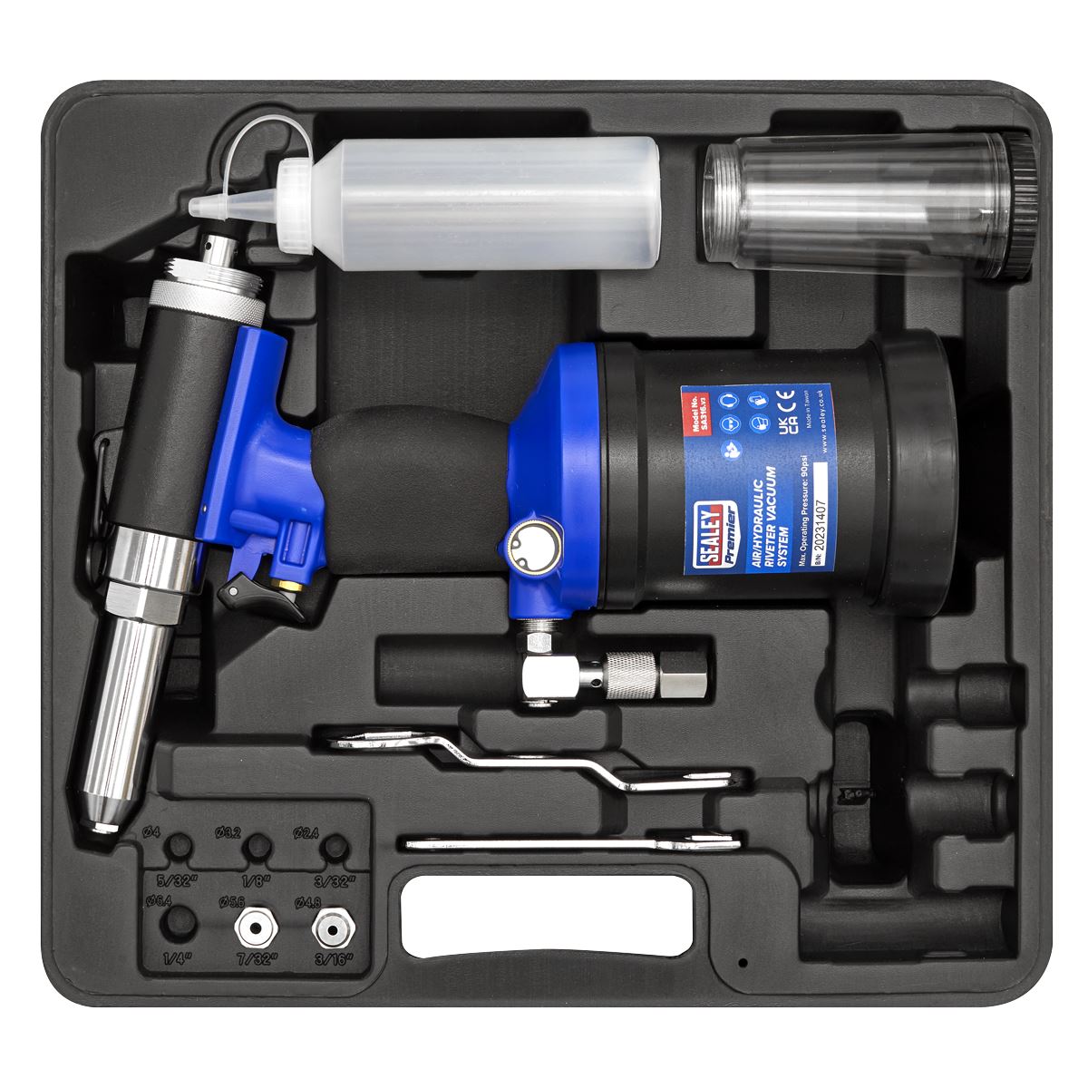 Sealey Premier Air/Hydraulic Riveter Heavy-Duty Vacuum System 