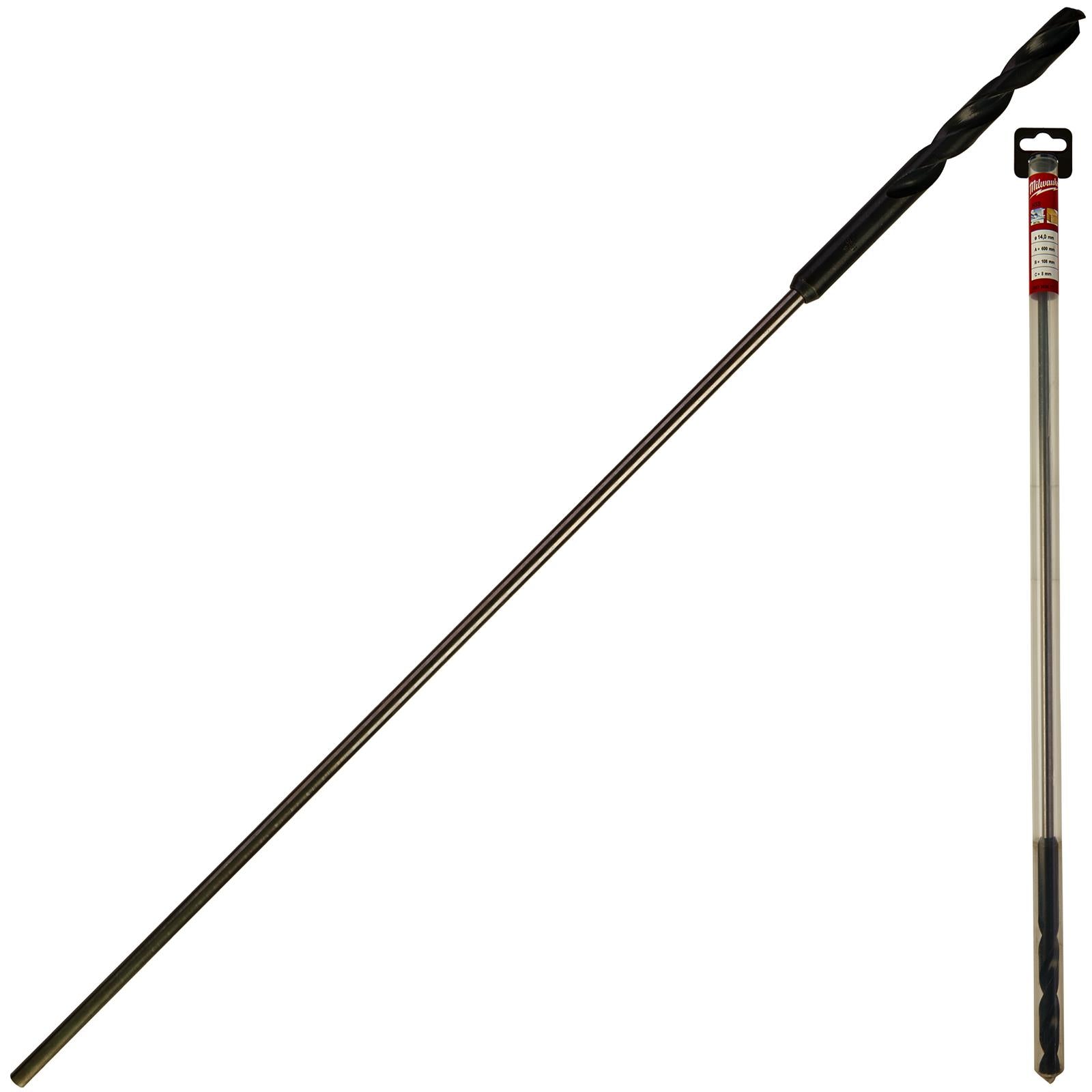 Milwaukee HSS Cable Drill Bit Wood Plasterboard Metal Channel 14 x 600mm 