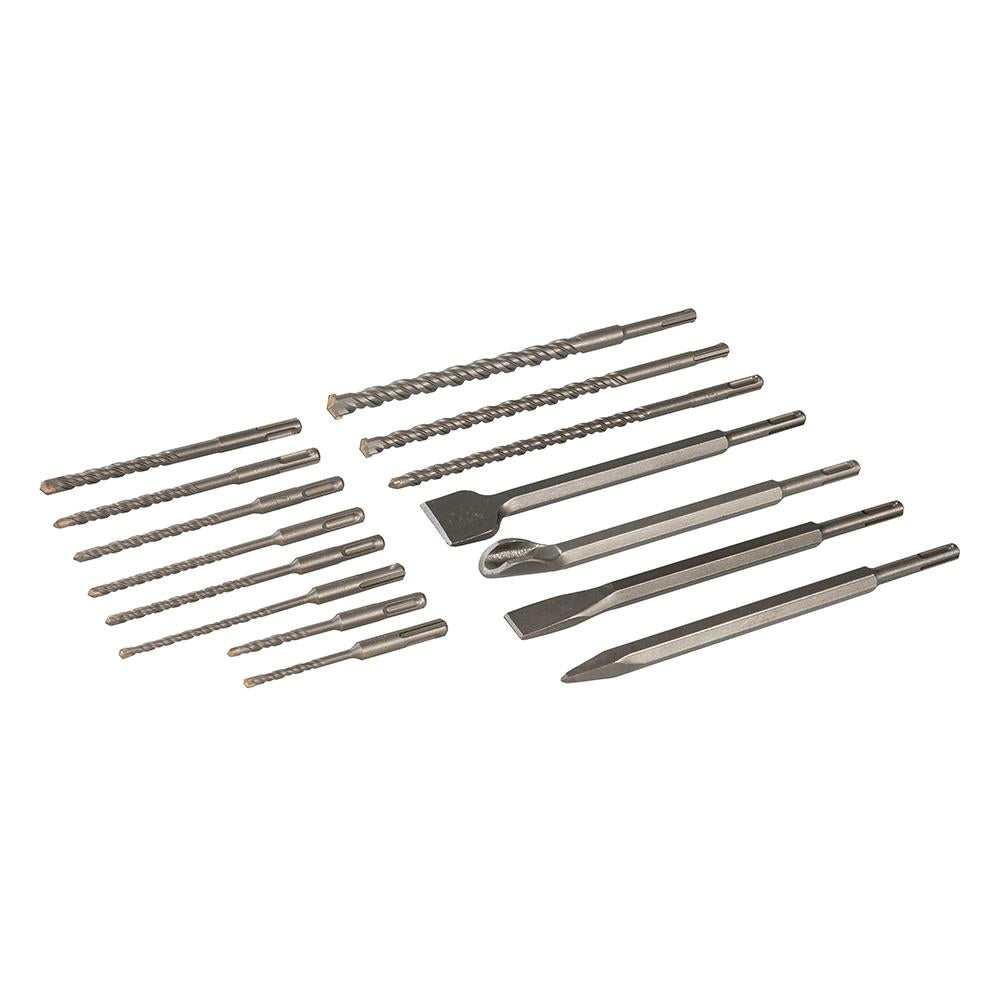 Silverline 15 Piece SDS+ Masonry Drill & Steel Set Chisel Bit Set Steel 5.5mm-16mm