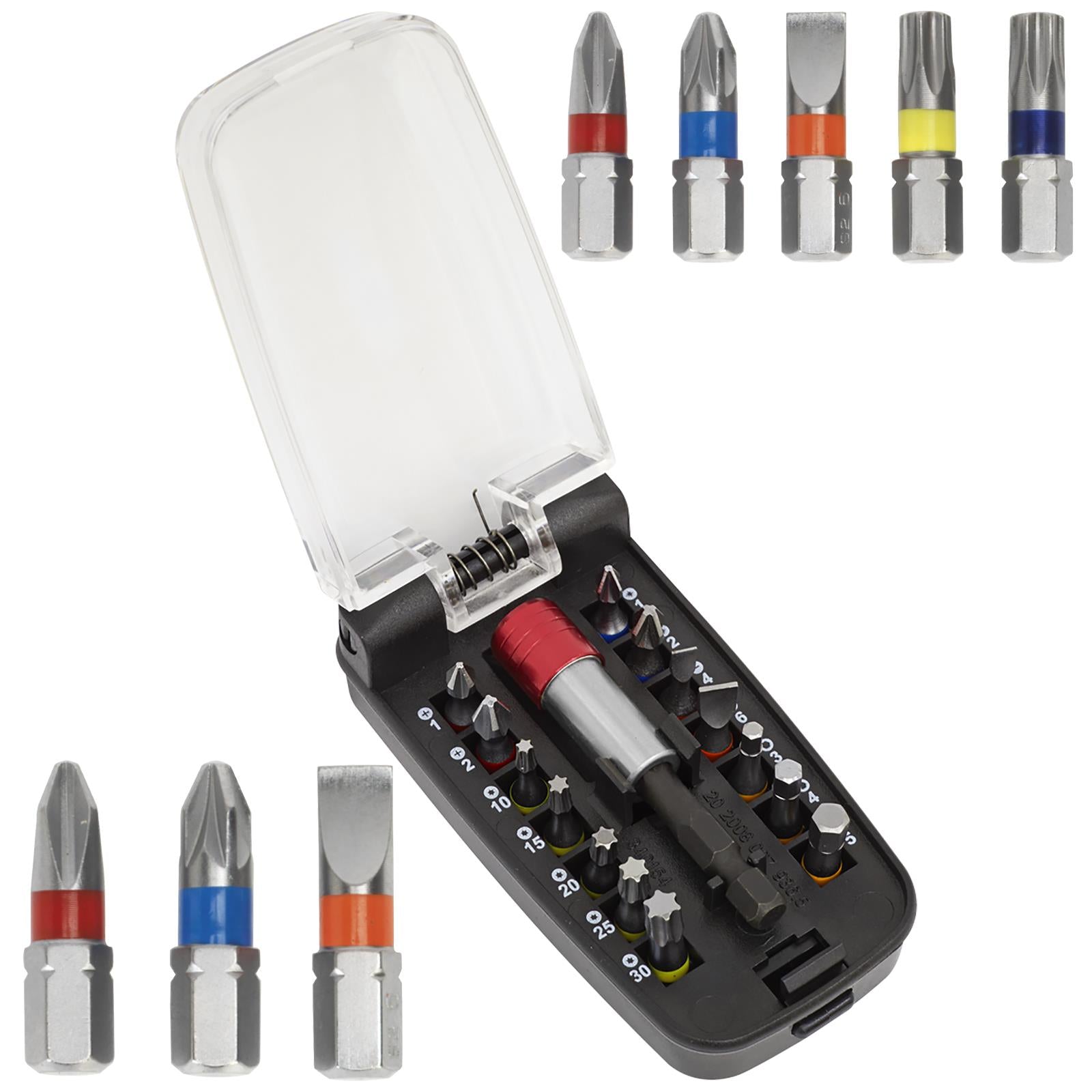Sealey Power Tool Screwdriver Bit Set 15 Piece Colour Coded S2 Steel