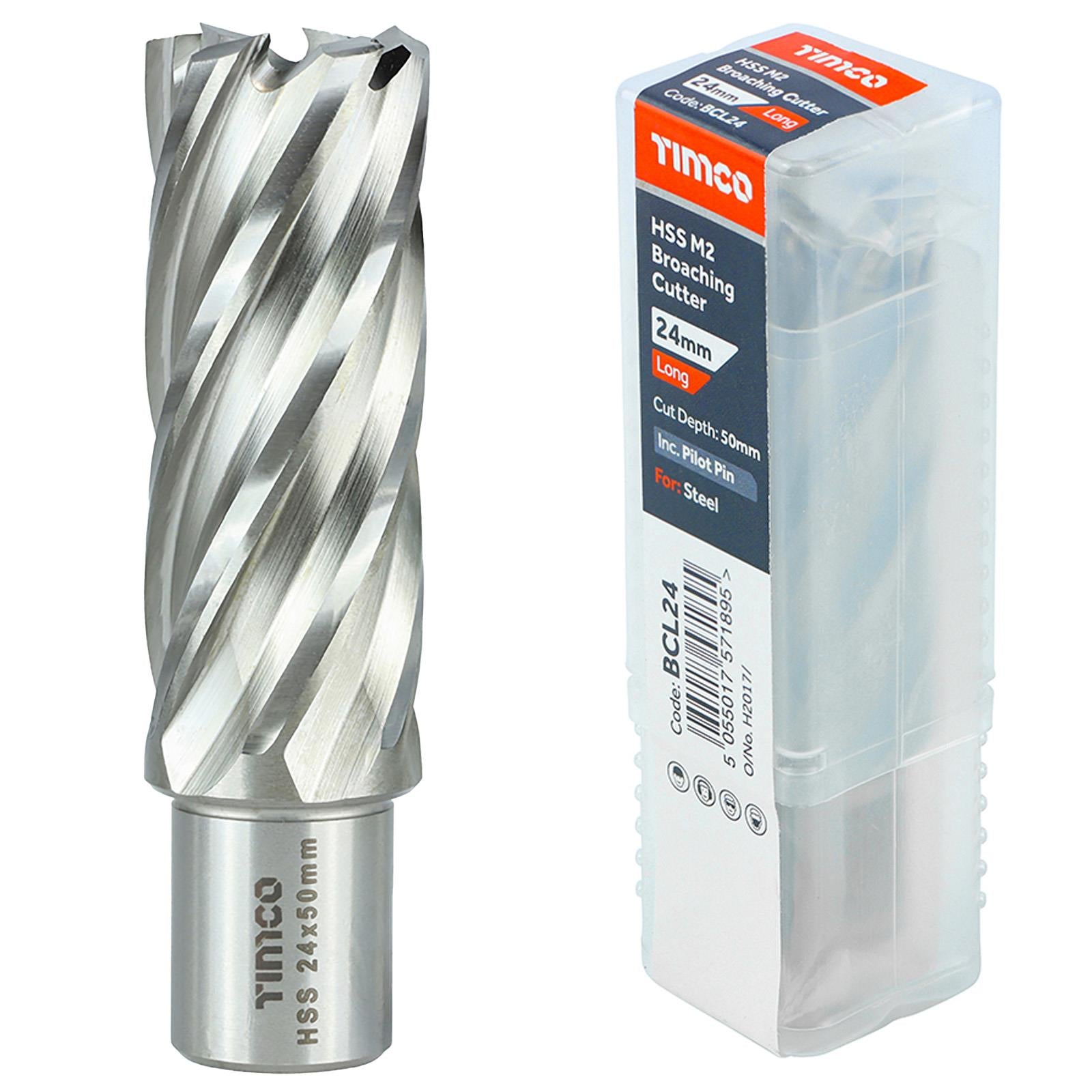 TIMCO Broaching Cutters M2 HSS Steel Mag Drill Bit and Replacement Pilot Pins - Choose Size