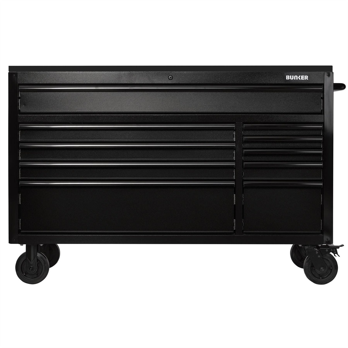 BUNKER 10 Drawer Workbench Roller Tool Cabinet with Black Stainless Steel Worktop 56" 27408  White Rose Tools