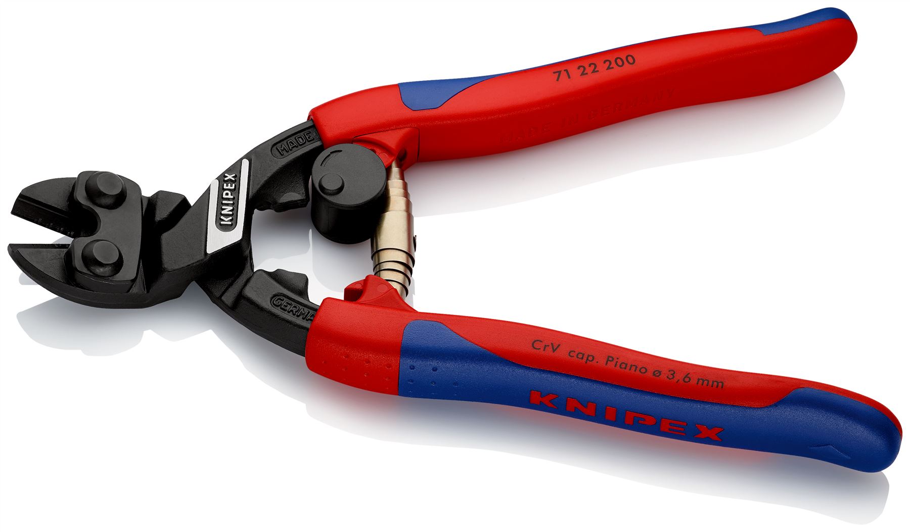 KNIPEX Compact Bolt Cutters CoBolt Cutting Pliers 20° Offset 200mm Multi Component Grips 71 02 200