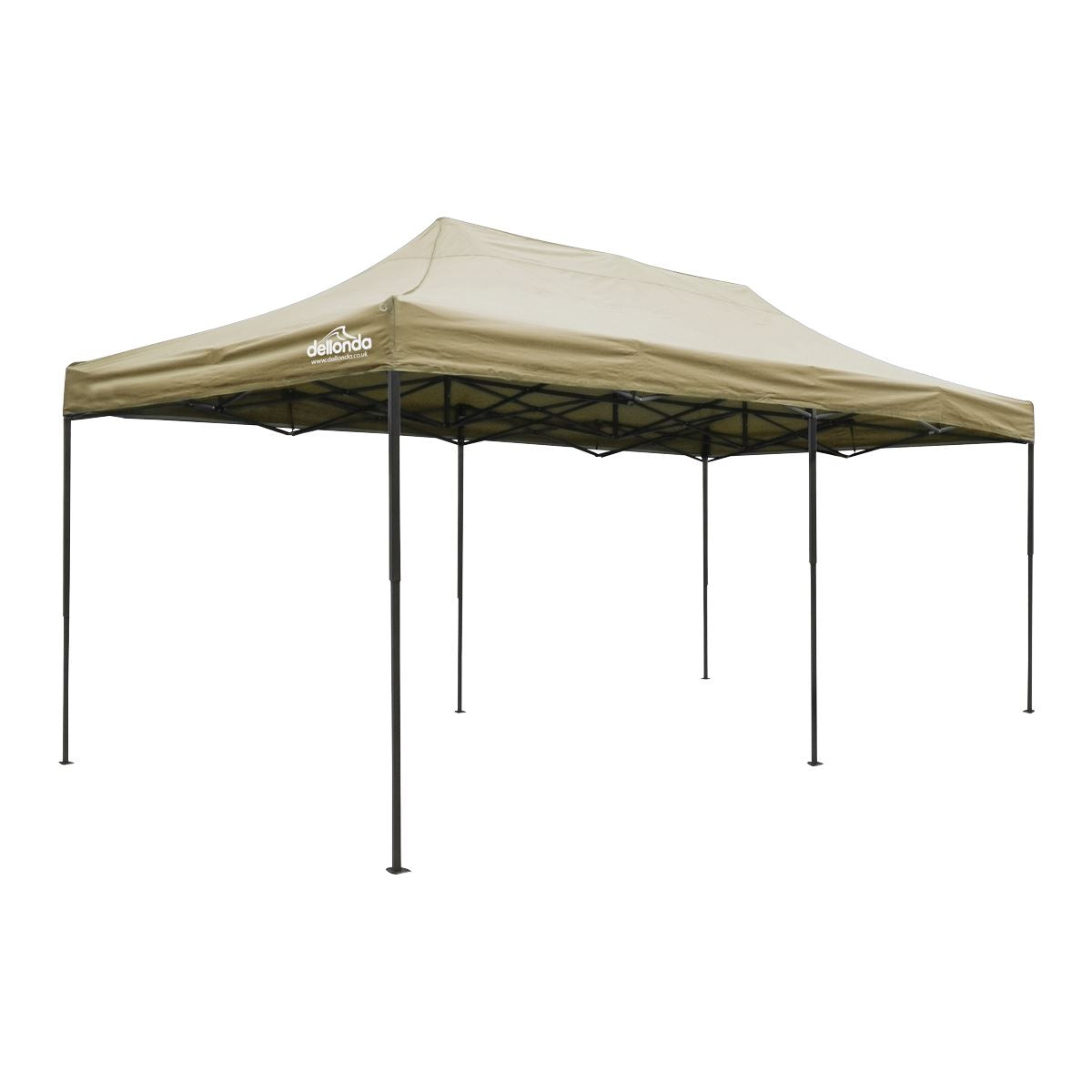 Dellonda Premium 3x6m Pop-Up Gazebo, Heavy Duty, PVC Coated, Water Resistant Fabric Supplied with Carry Bag, Rope, Stakes & Weight Bags - Beige Canopy