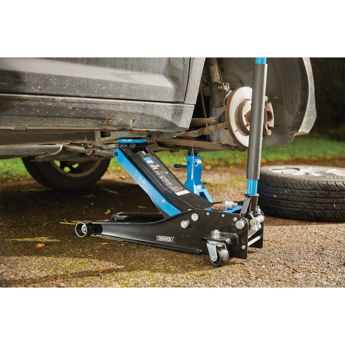 Draper Trolley Jack 3 Tonne Blue 28481  White Rose Tools