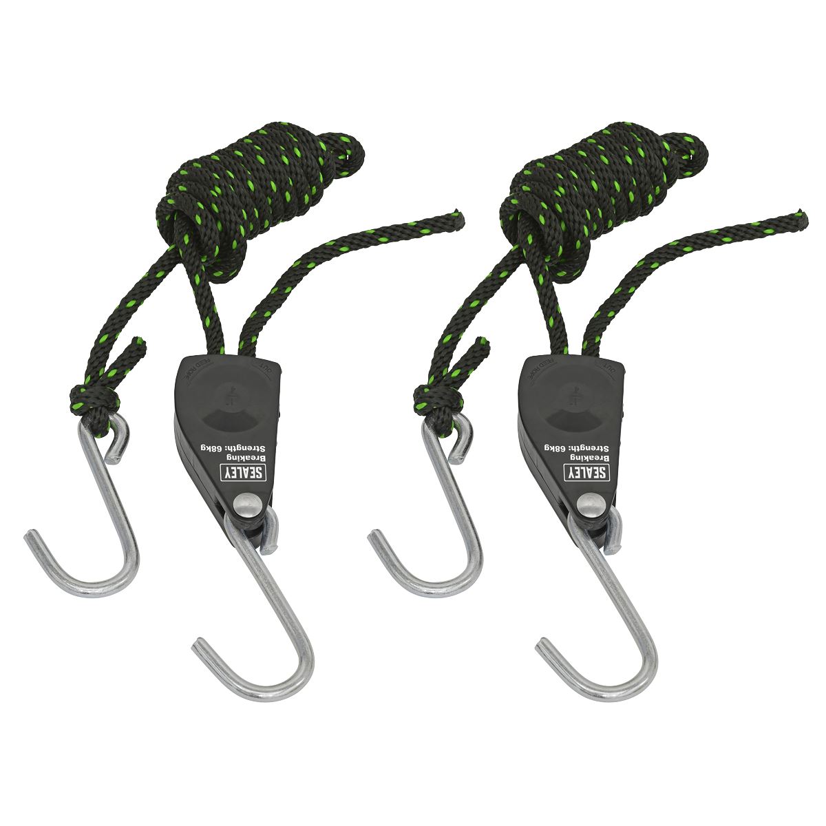 Sealey Parts Hanger/Tie Down Ratchet 2m with S-Shaped Hooks - Pack of 2