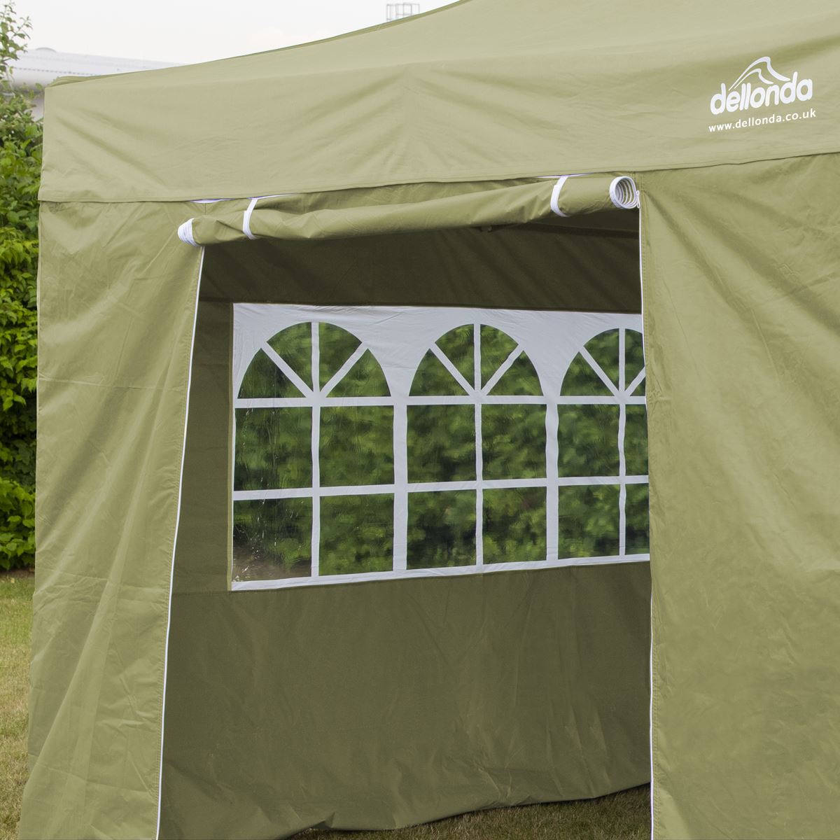 Dellonda Premium 3x3m Pop-Up Gazebo & Side Walls, PVC Coated, Water Resistant Fabric with Carry Bag, Rope, Stakes & Weight Bags - Beige