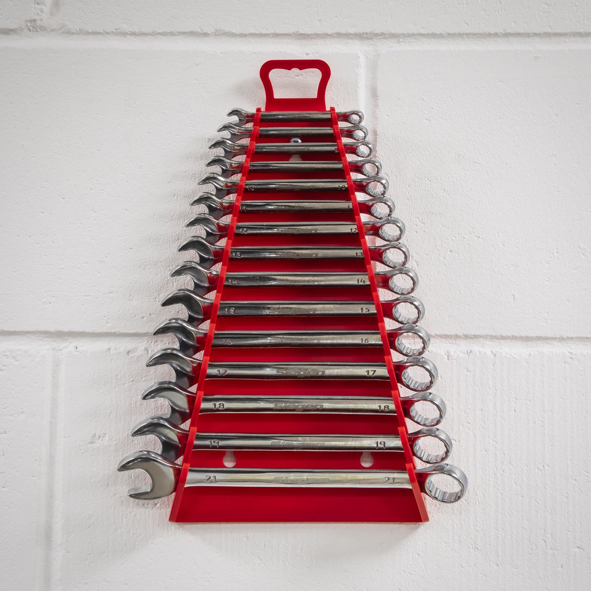 Sealey Premier 15 Capacity Reverse Spanner Rack Non Marking Wall Mounted Storage 