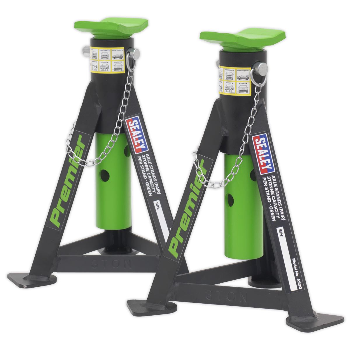 Sealey Premier Premier Trolley Jack 3 Tonne & Axle Stands (Pair) 3 Tonne per Stand Combo