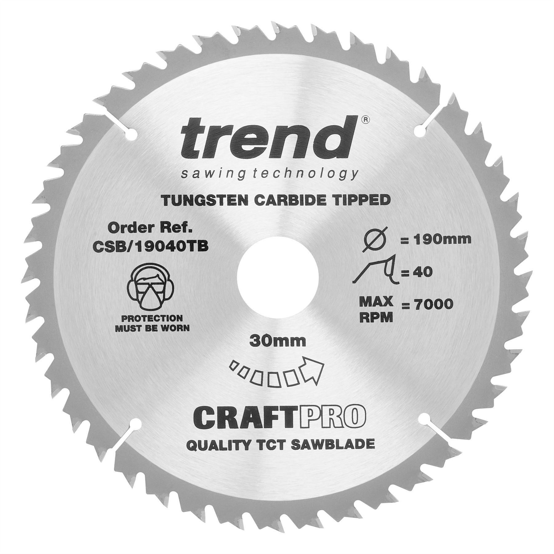 Trend Craft Saw Blade 190 X 40 Teeth X 30 Thin  CSB/19040TB