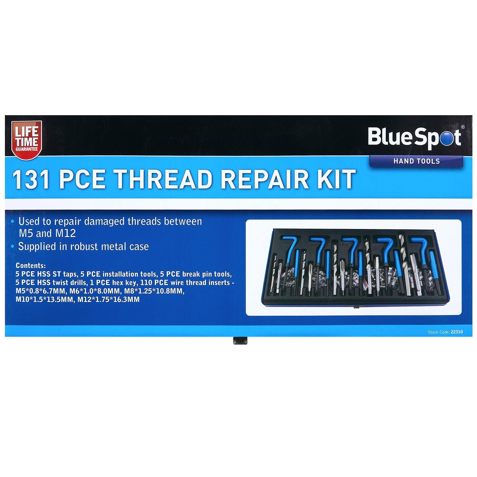 BlueSpot Thread Repair Kit 131 Piece M5-M12 