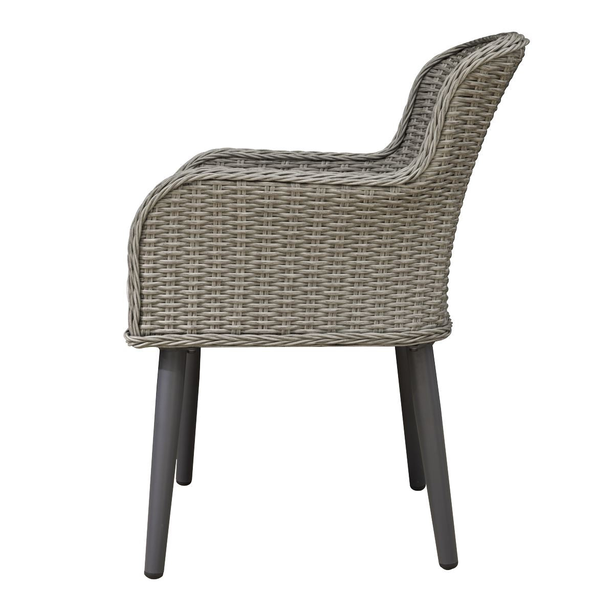 Dellonda Buxton Rattan Wicker Outdoor Dining Armchairs with Cushion, Set of 2, Grey