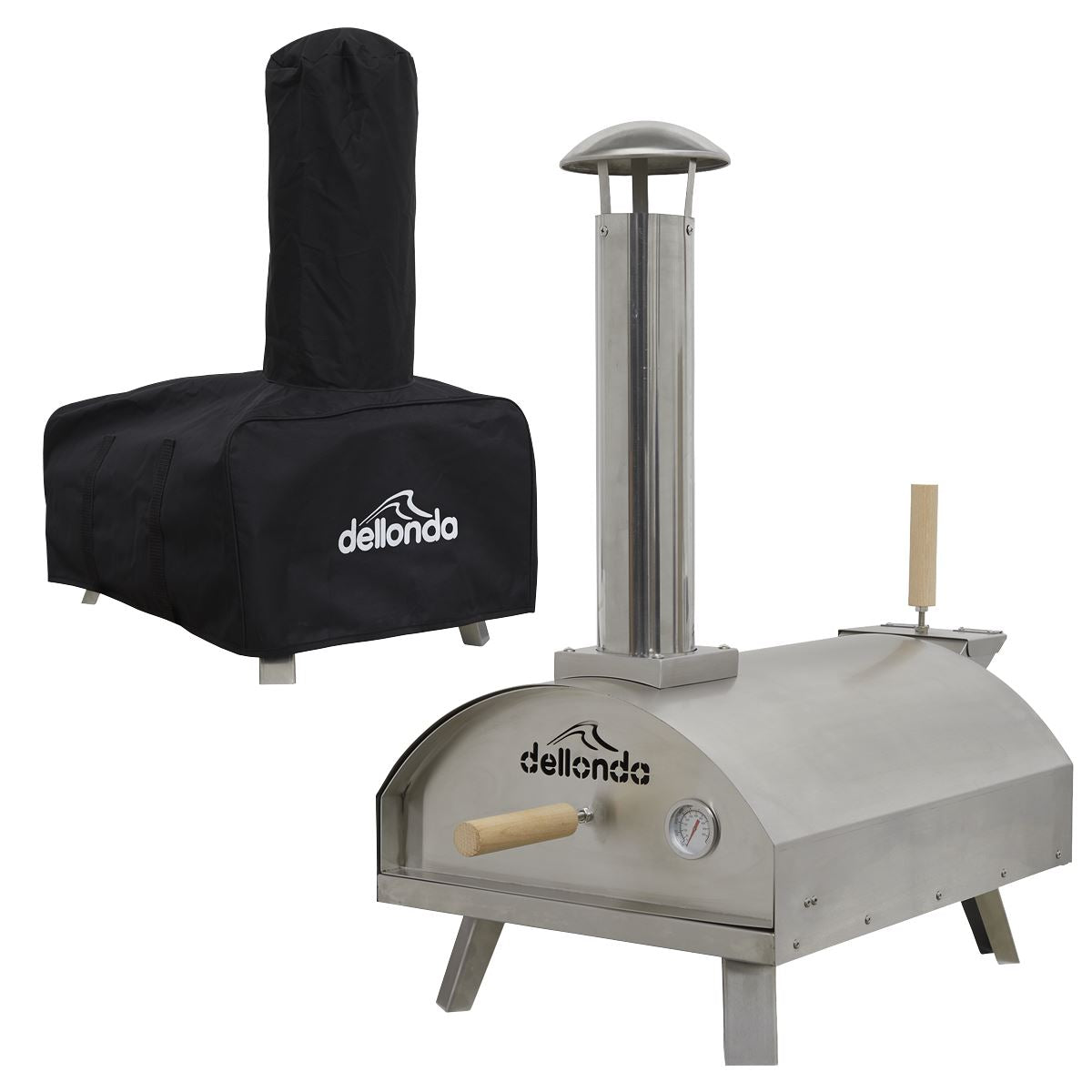 Dellonda Portable Wood-Fired Pizza Oven and Smoking Oven, Stainless Steel, Supplied with Weatherproof Cover/Carry Bag