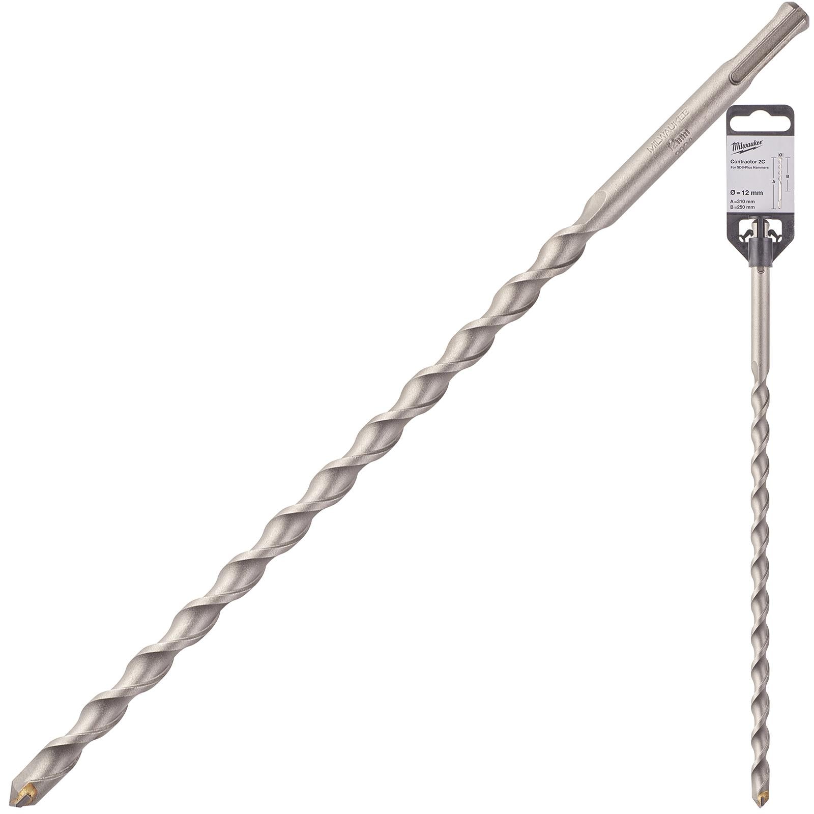 Milwaukee SDS Plus Contractor Hammer Drill Bits 2 Cut 