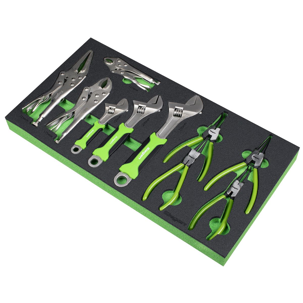 Siegen by Sealey Tool Tray with Adjustable Wrench & Pliers Set 10pc