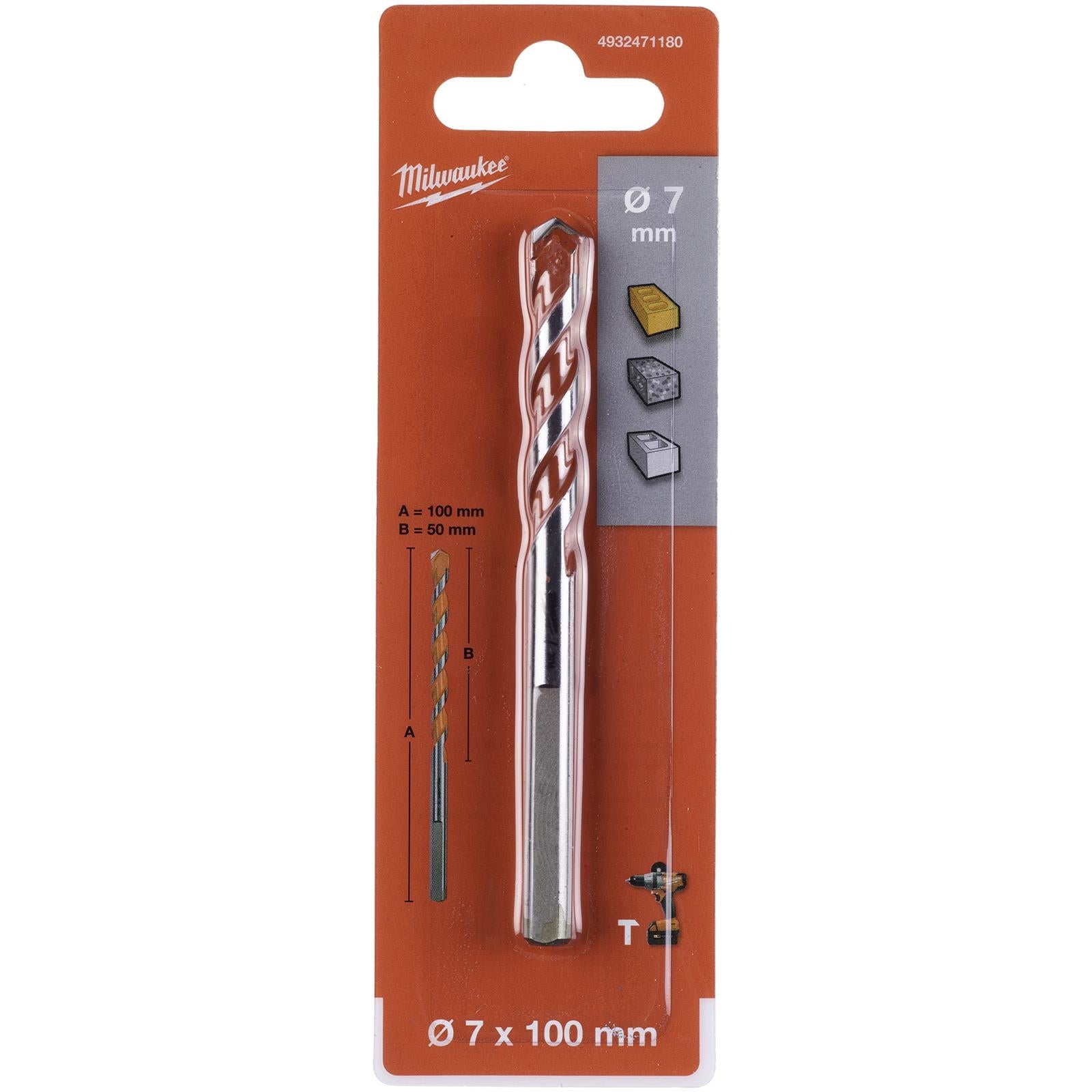 Milwaukee Premium Concrete Masonry Drill Bits 3 Flat Shank Hammer and Rotary 