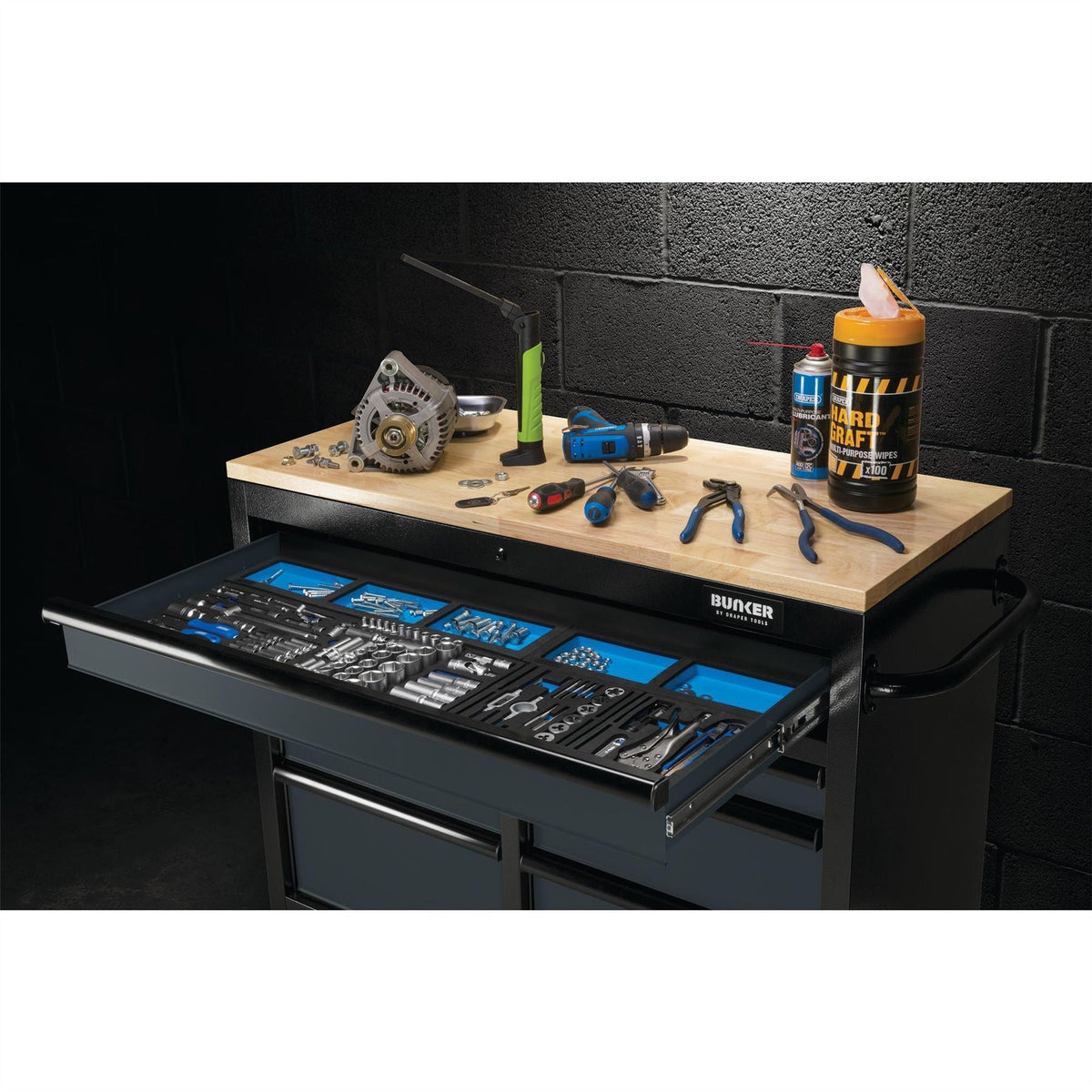 BUNKER 7 Drawer Workbench Roller Tool Cabinet 41" Grey 27207  White Rose Tools