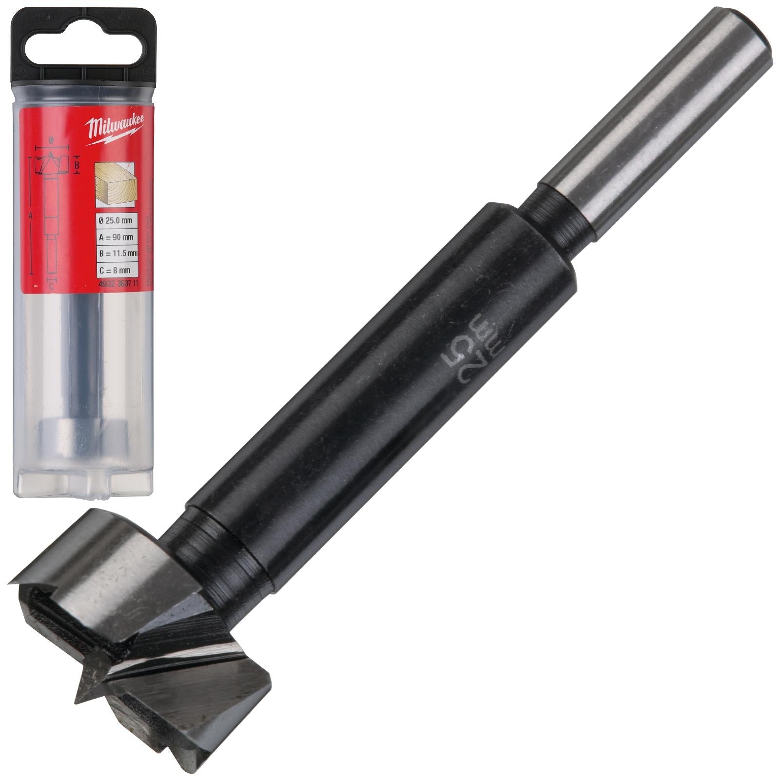 Milwaukee Forstner Wood Drill Bits 9.5mm Round Shank 90mm Long 50mm Working Length 