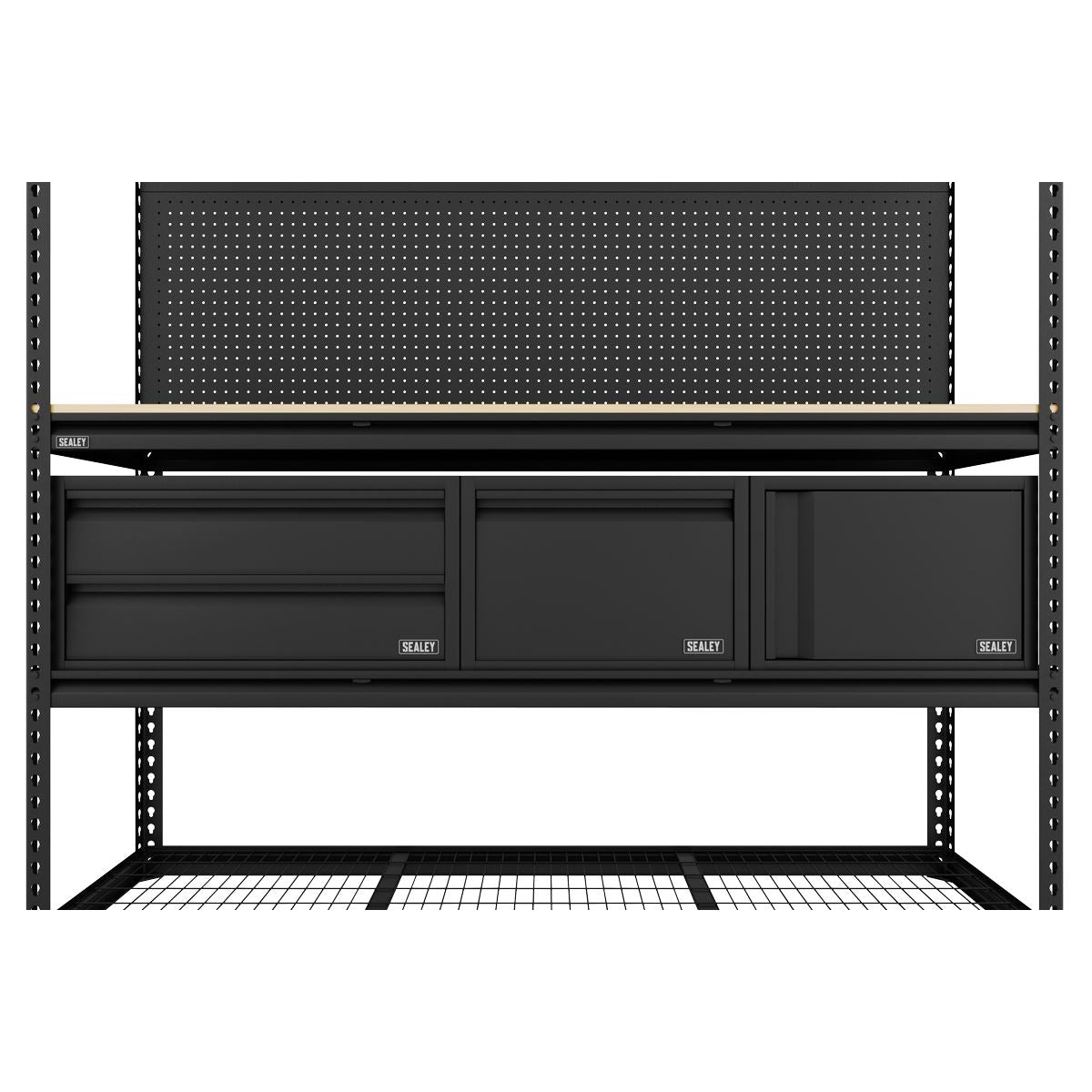 Sealey Heavy-Duty Modular Workbench & Racking Kit with 3 Storage Units  White Rose Tools
