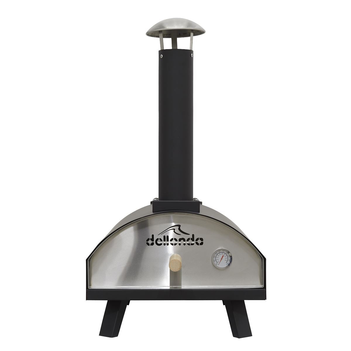 Dellonda Portable Wood-Fired 14" Pizza & Smoking Oven - Black/Stainless Steel
