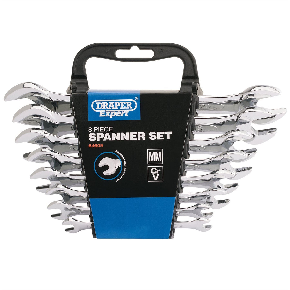 Draper Expert Metric Double Open Ended Spanner Set (8 Piece) 64609  White Rose Tools