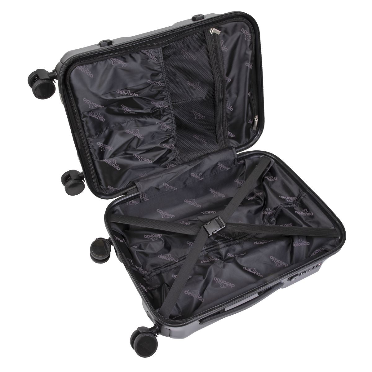 Dellonda 3-Piece Lightweight ABS Luggage Set  - 20", 24", 28" - Black - DL10