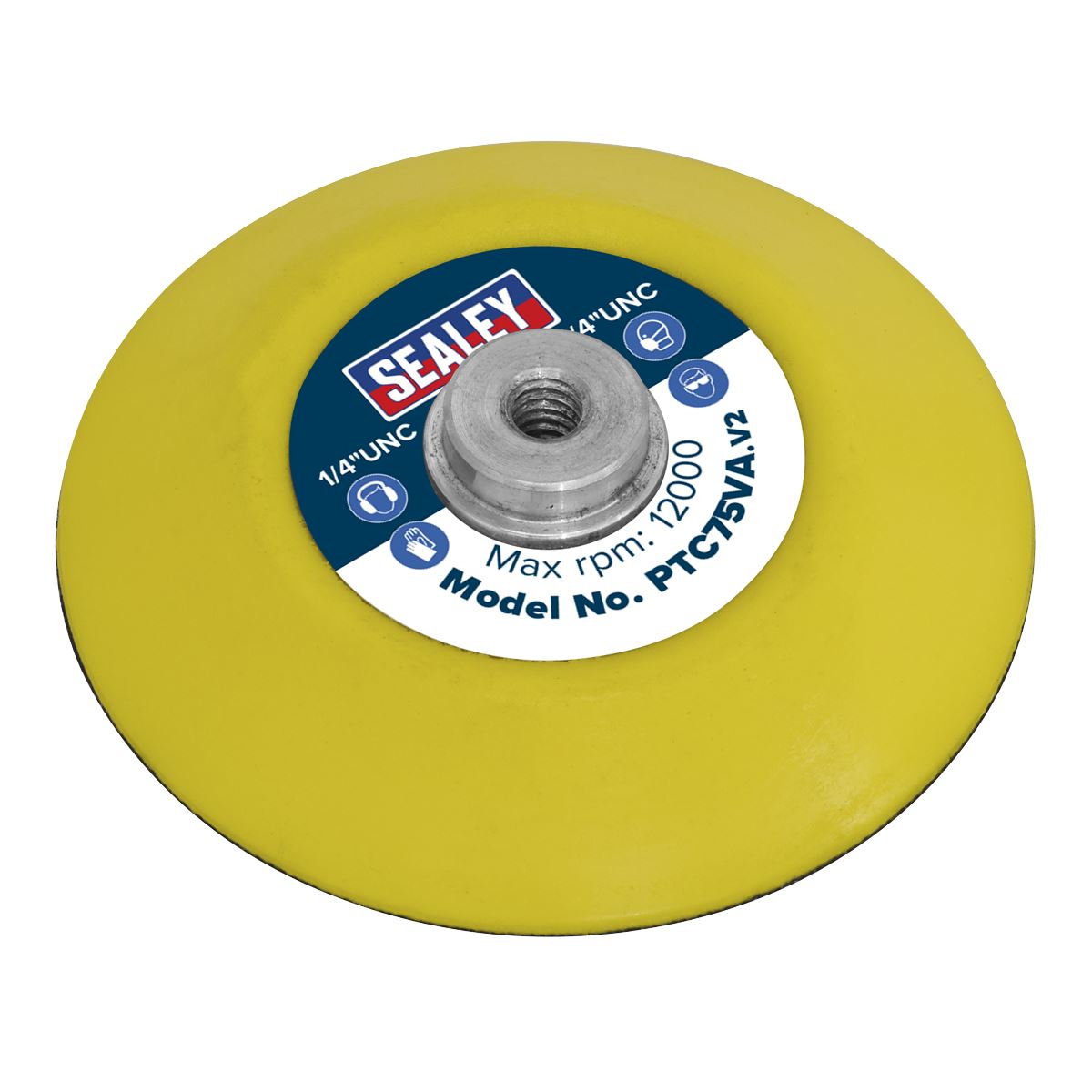 Sealey Hook and Loop Sanding Disc Backing Pad 71mm 1/4" UNC for 75mm Discs