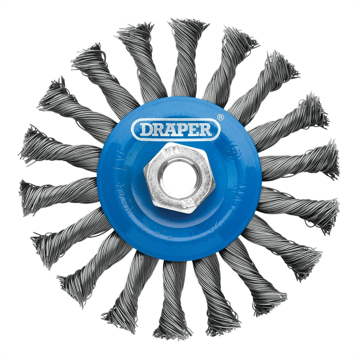 Draper Steel Twist-Knot Flat Wire Wheel Brush 115mm M14 08058  White Rose Tools