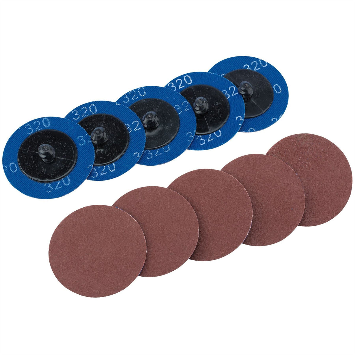 Draper Aluminium Oxide Sanding Discs 50mm 320 Grit (Pack of 10) 75614  White Rose Tools