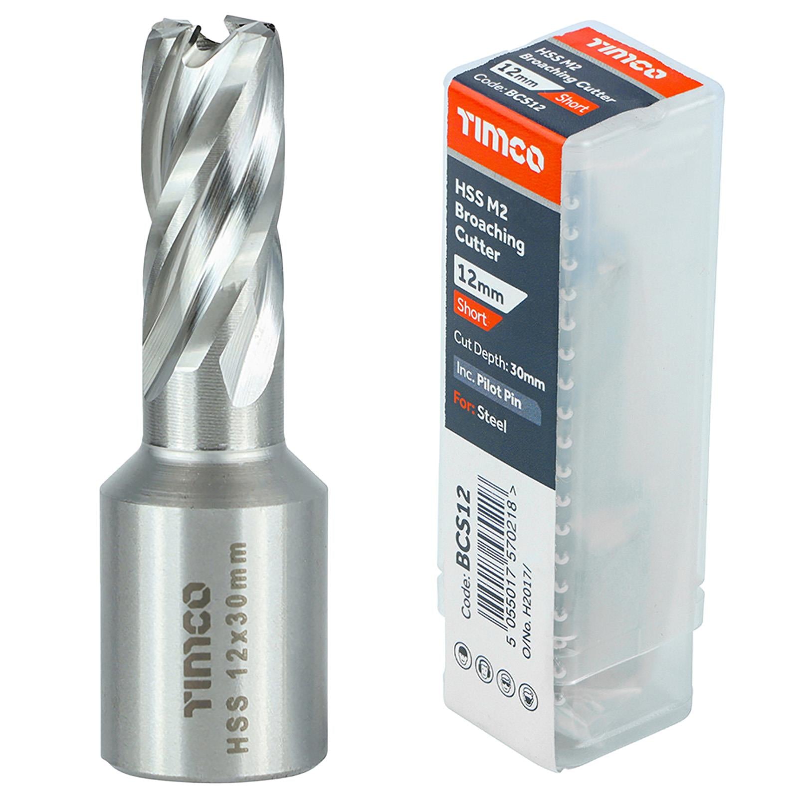 TIMCO Broaching Cutters M2 HSS Steel Mag Drill Bit and Replacement Pilot Pins - Choose Size