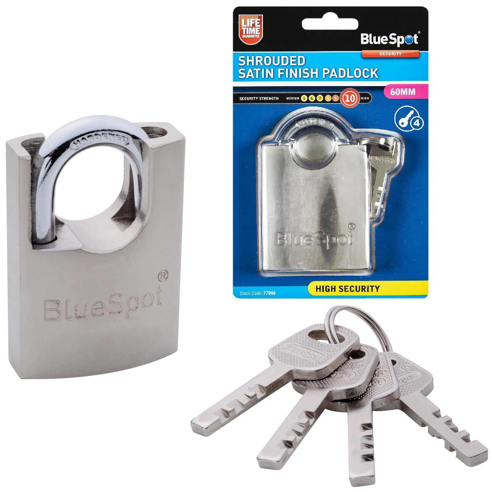 BlueSpot Shrouded Satin Finish Padlock 60mm 