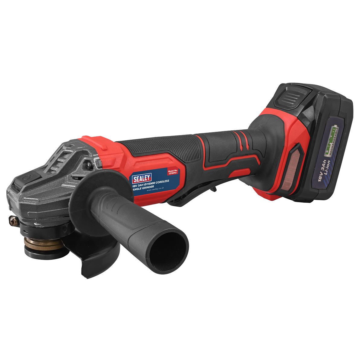 Sealey 18V 3Ah 115mm Cordless Angle Grinder - Red