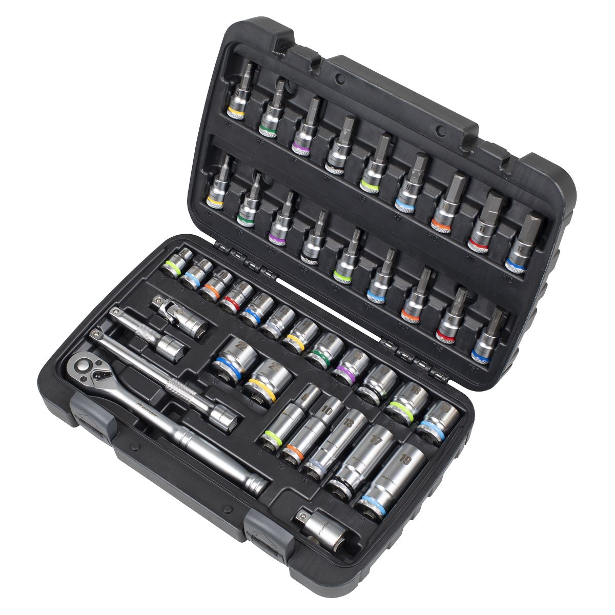 Sealey Premier Socket & Socket Bit Set 3/8"Sq Drive 42pc  White Rose Tools