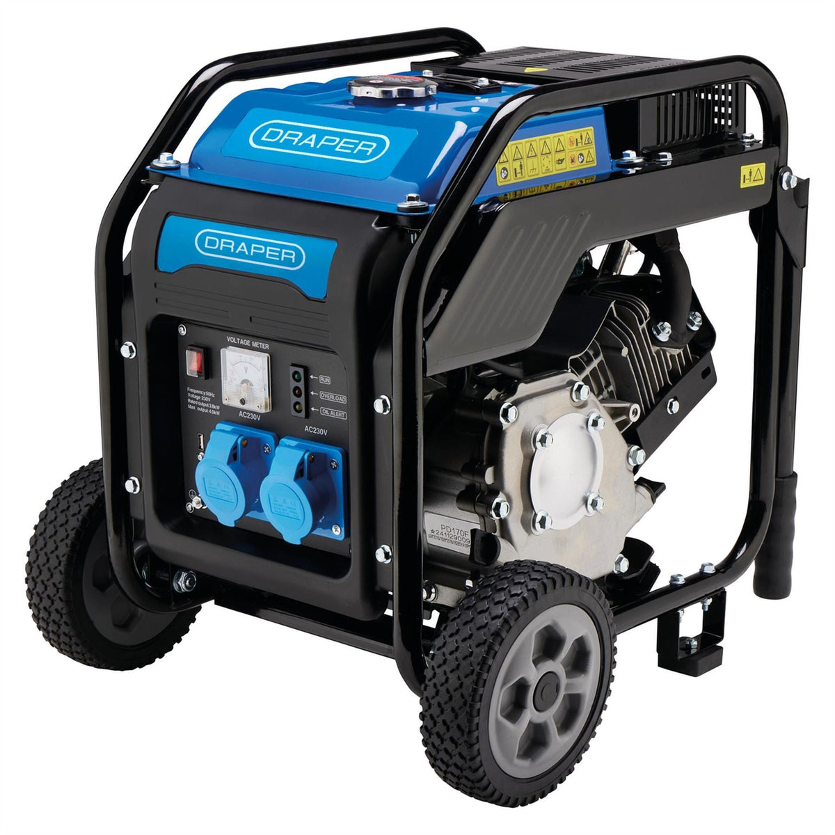 Draper Petrol Open Frame Inverter Generator with Wheels 3800W 98683  White Rose Tools