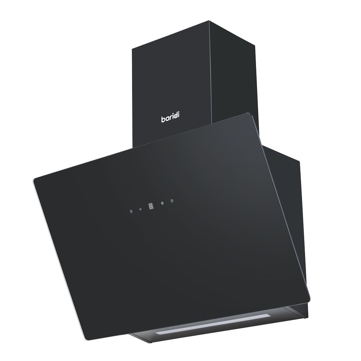 Baridi Angled Chimney Cooker Hood with Touch Controls & Carbon Filters 60cm - Black Glass  White Rose Tools