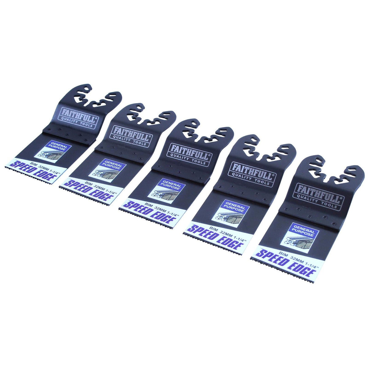 Faithfull 32mm Multi-Tool Speed Edge Blade (5 Pack) FAIMFWM32SE5  White Rose Tools