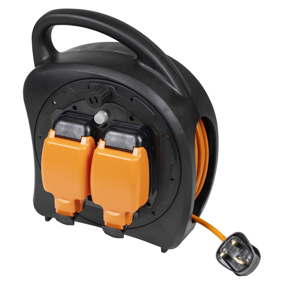 Sealey 20m Weatherproof Extension Reel with Thermal Trip 2 x 230V  White Rose Tools