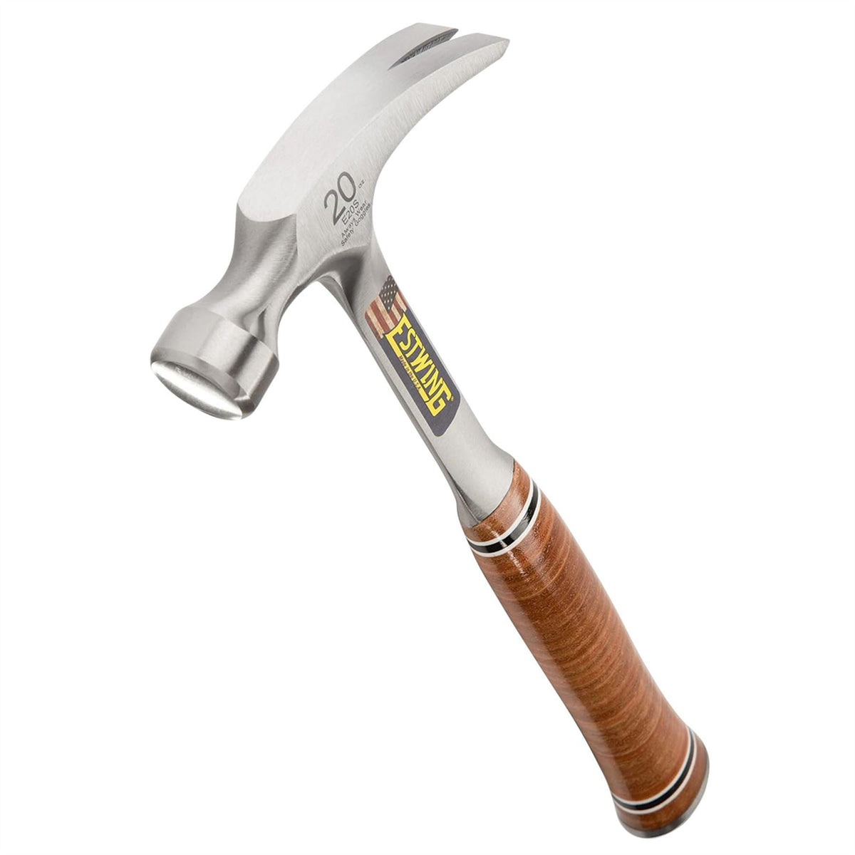 Estwing E20S Straight Claw Hammer with Leather Grip 20oz/560g 23514  White Rose Tools