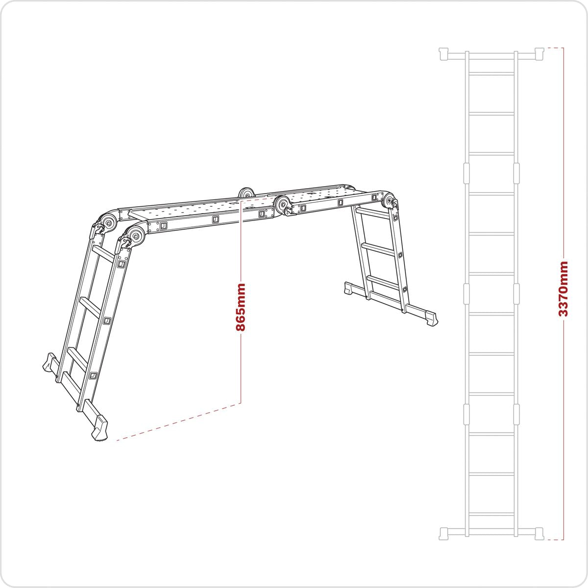 Sealey Aluminium Folding Platform Ladder 4-Way EN 131 