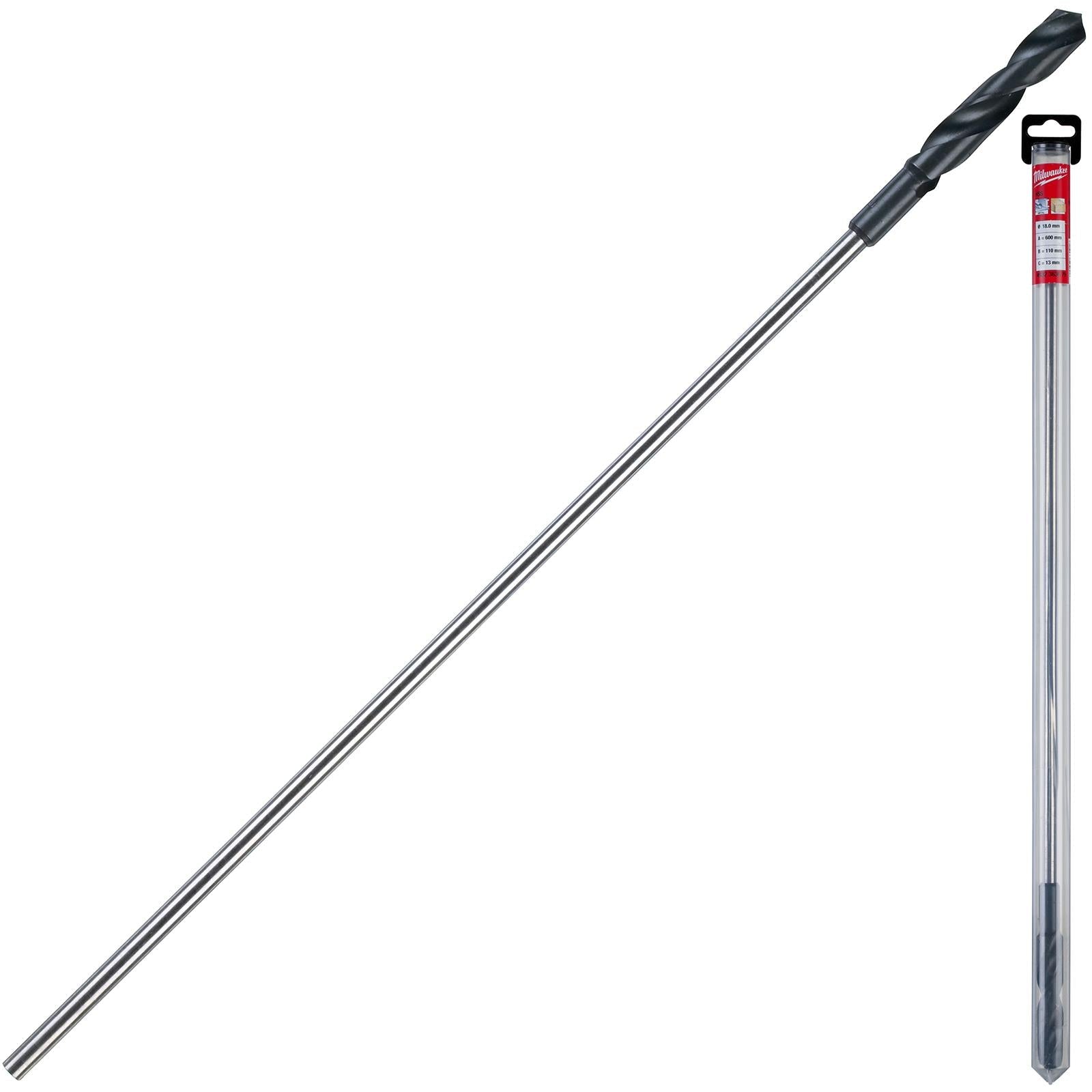 Milwaukee HSS Cable Drill Bit Wood Plasterboard Metal Channel 18 x 600mm 