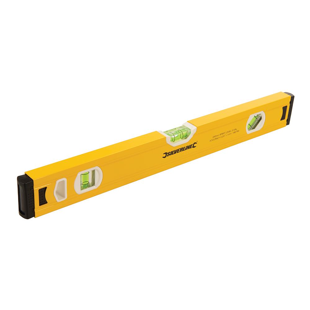 Silverline Spirit Level Powder Coated Aluminium 3 Vials - Choose Length