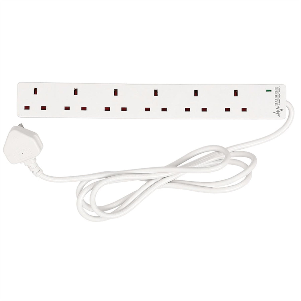 Draper 6 Way White Extension Lead 2m 30946  White Rose Tools