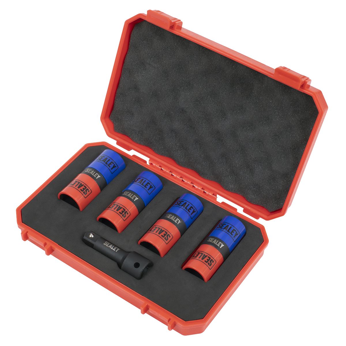 Sealey 5pc Double Ended Impact Socket Set 1/2"Sq Drive Alloy Wheel 18.5 x 19.5, 19 x 21, 21 x 21.5, 22 x 22.5mm  White Rose Tools