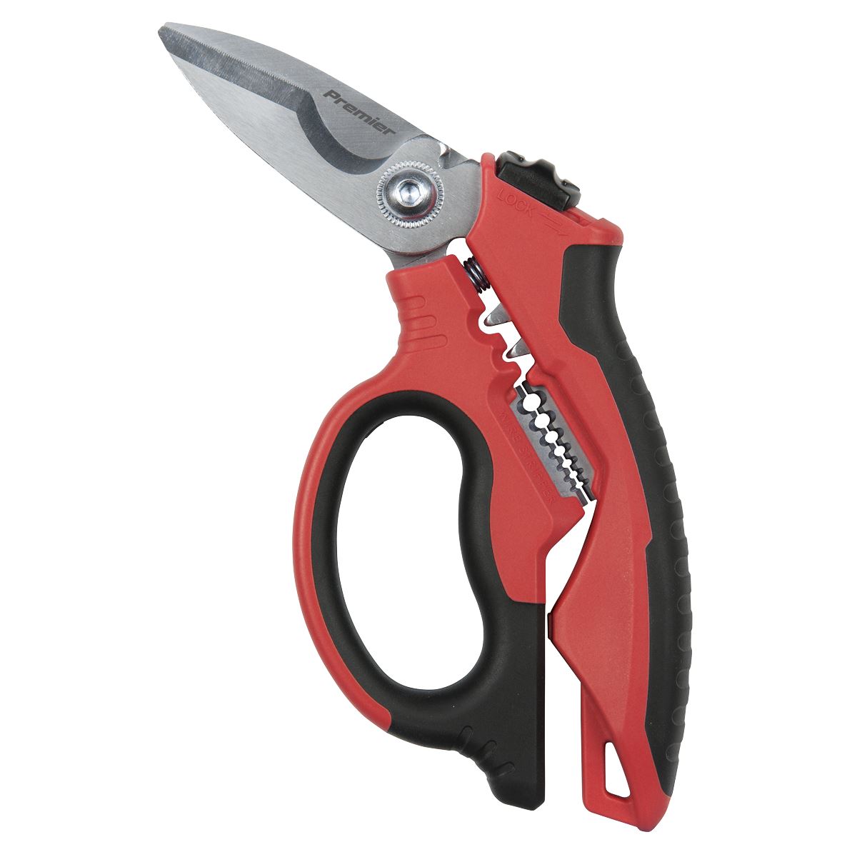 Sealey Premier Heavy-Duty Electrician's Angled Shears 200mm 3-In-1  White Rose Tools