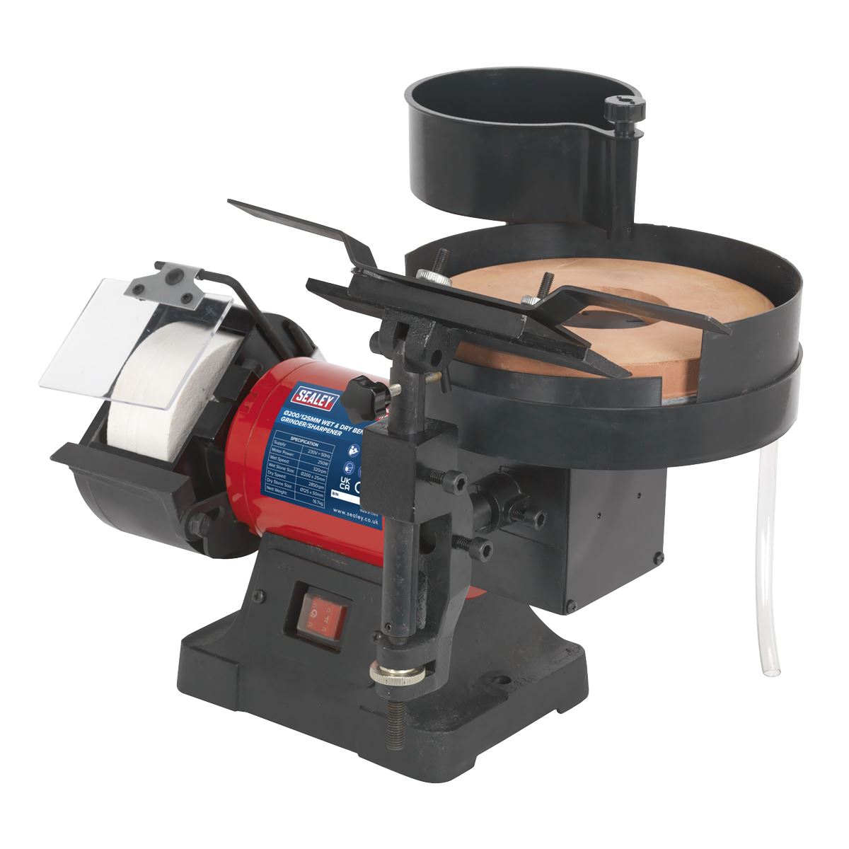 Sealey Bench Grinder/Sharpener Wet & Dry Ø200/125mm 250W/230V